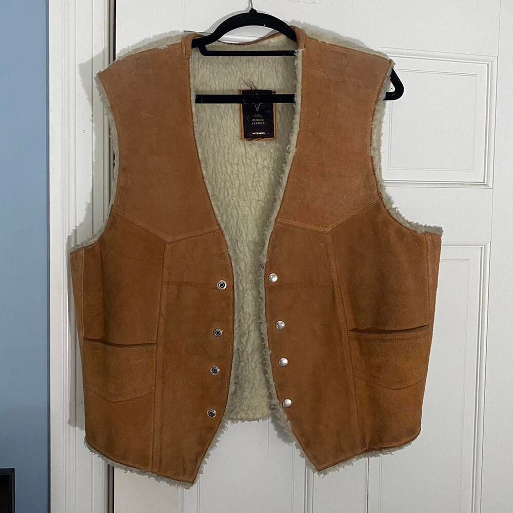 Vintage western genuine suede leather vest